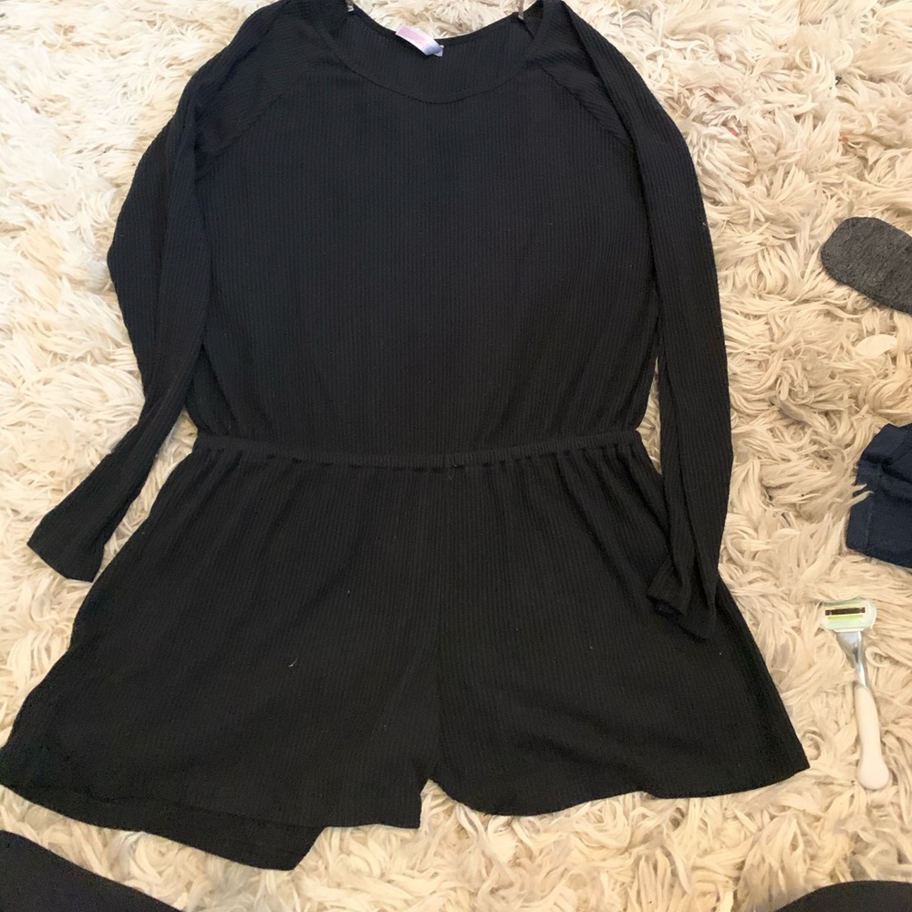 Ribbed pajama romper